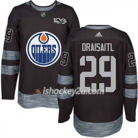 Mænd NHL Edmonton Oilers Trøje Leon Draisaitl 29 1917-2017 100th Anniversary Adidas Sort Authentic